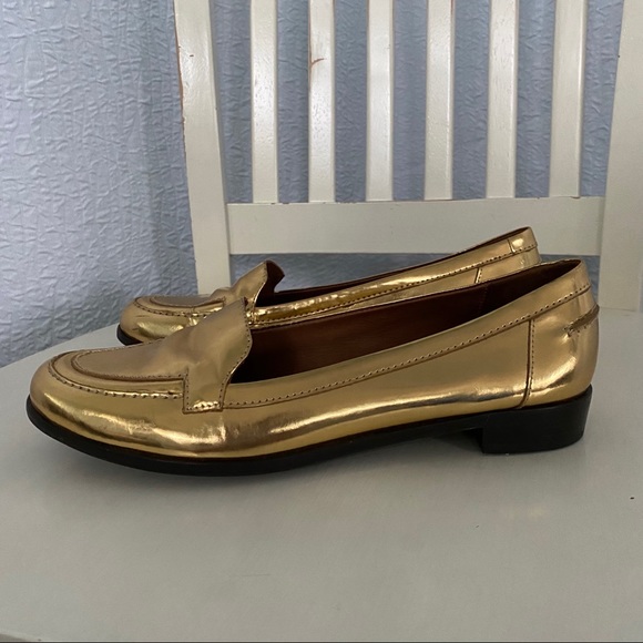 -Kate Spade Metallic Gold Loafers - Picture 5 of 12